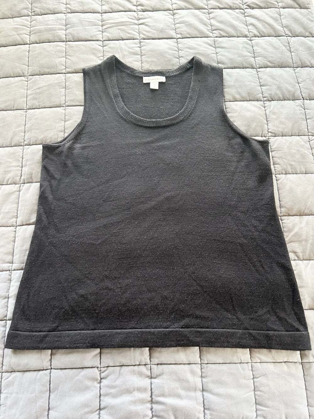 Coldwater Creek Black Merino Wool Blend Knit Tank Top Size 1X